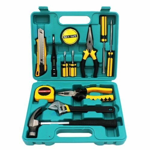 13 in 1 Hardware Tools Repairing Set Kit Toolbox Case - Gree