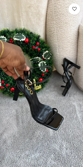 Sante Black Ankle Strap Block Heels