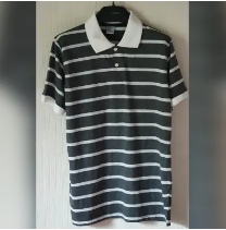 Polo Tshirt - Yarn Dyed Iron Black & White Stripes for men