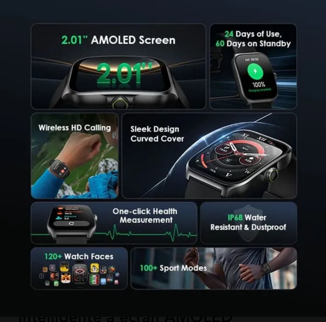 oraimo Montre Connectée Watch Nova AM - 24 Jours Autonomie