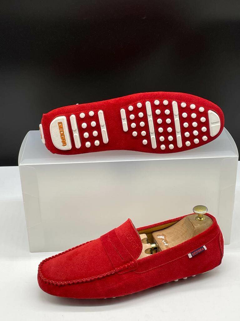 Mocassins rouges en daim homme