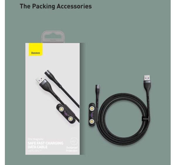 Baseus Zinc Magnetic USB Safe Fast Charging Data Cable CA1T3