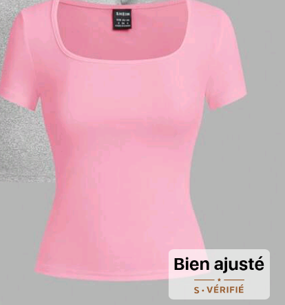 T-shirt rose à col carré