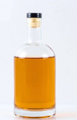 Oslo Flint Spirit Glass Bottle with Black Cork Stopper