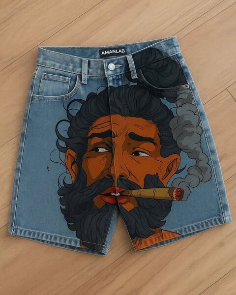 Shorts en jean artistique
