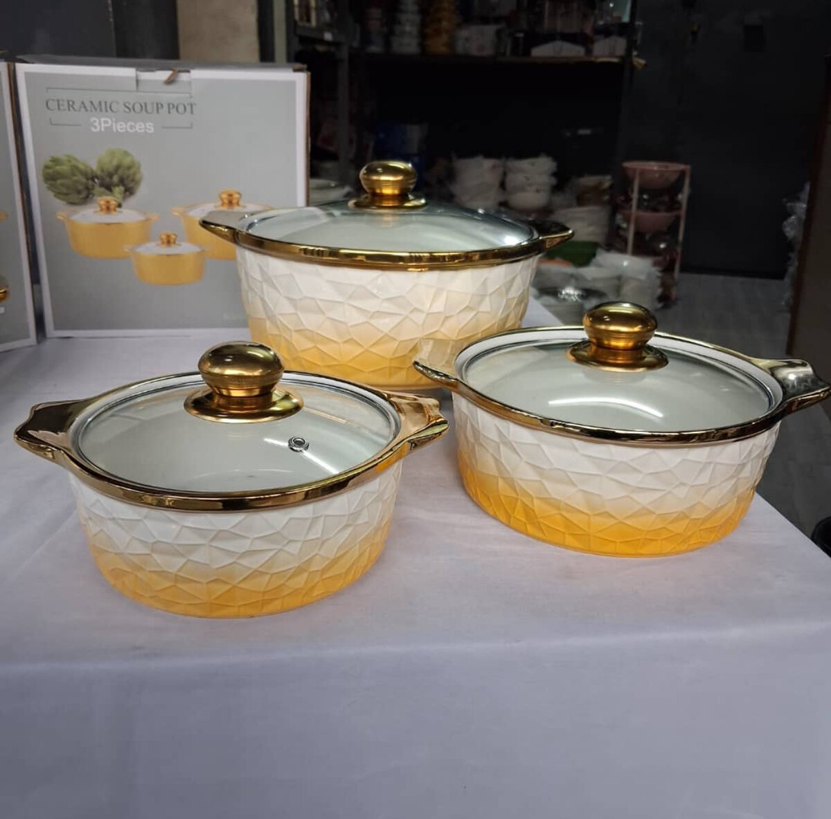 Set de casseroles en céramique 3 pièces