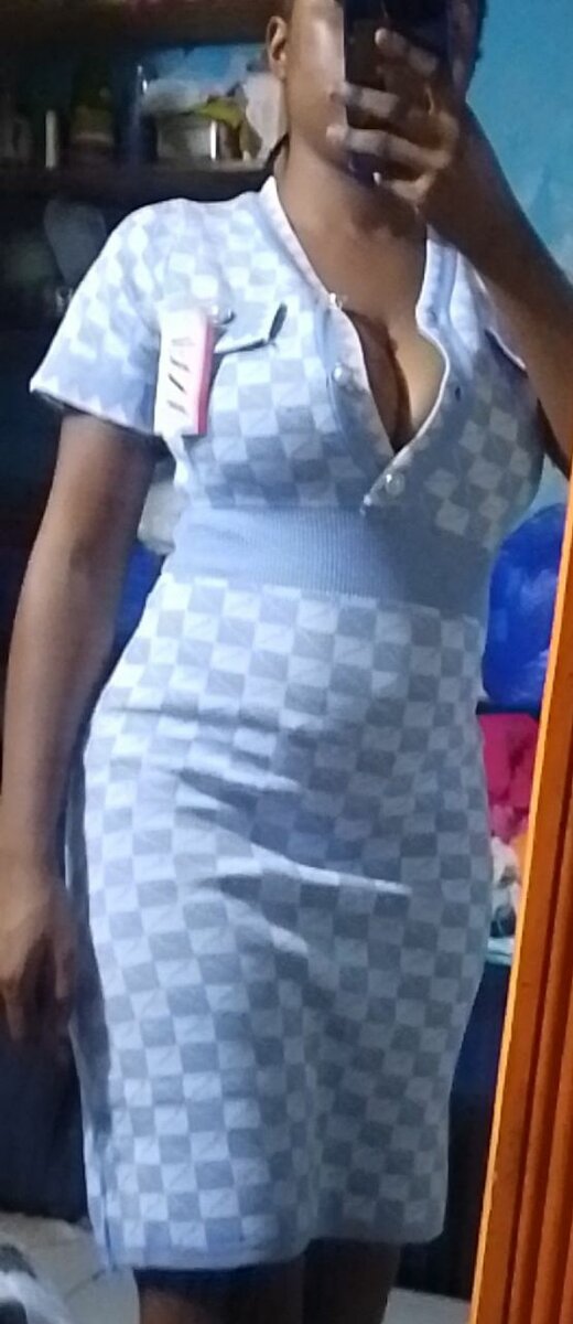 Robe ajustée à carreaux bleus