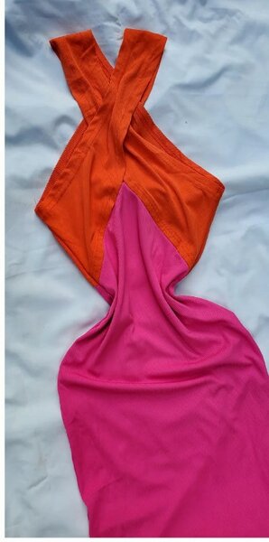 Stylish women's dress orange+pink