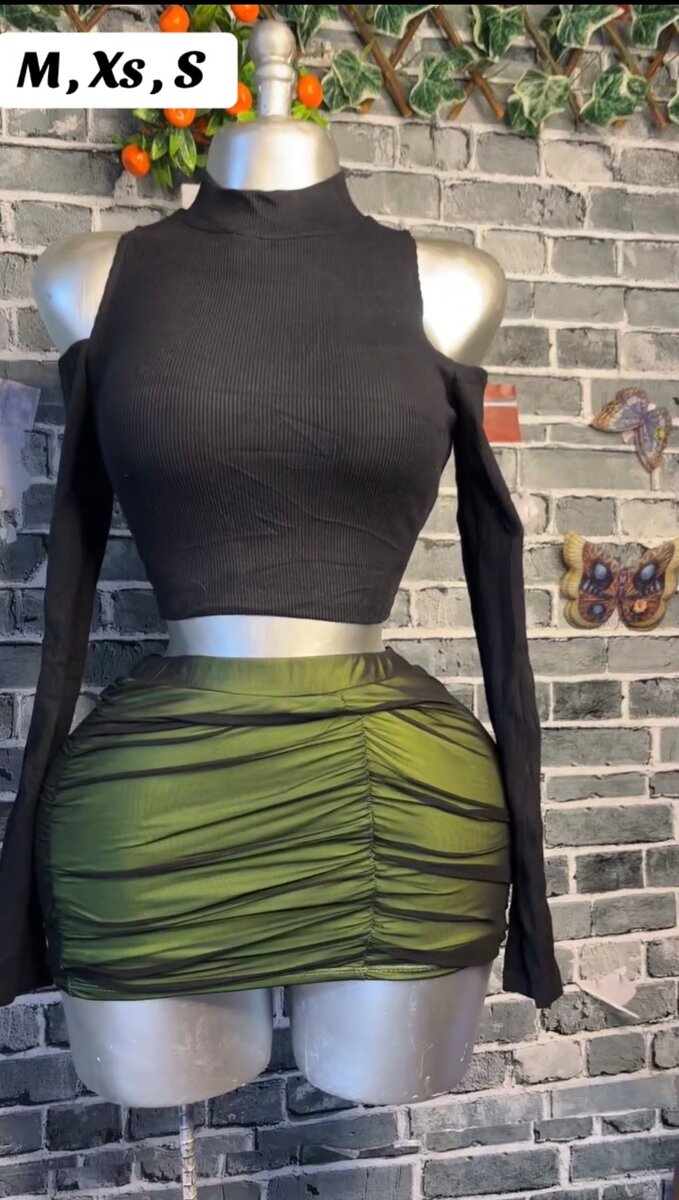 Jupe Mini Froncée Verte