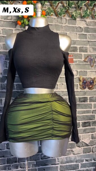 Jupe Mini Froncée Verte