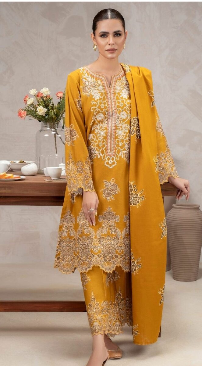 3 Piece Khaddar Suit-Embroidered