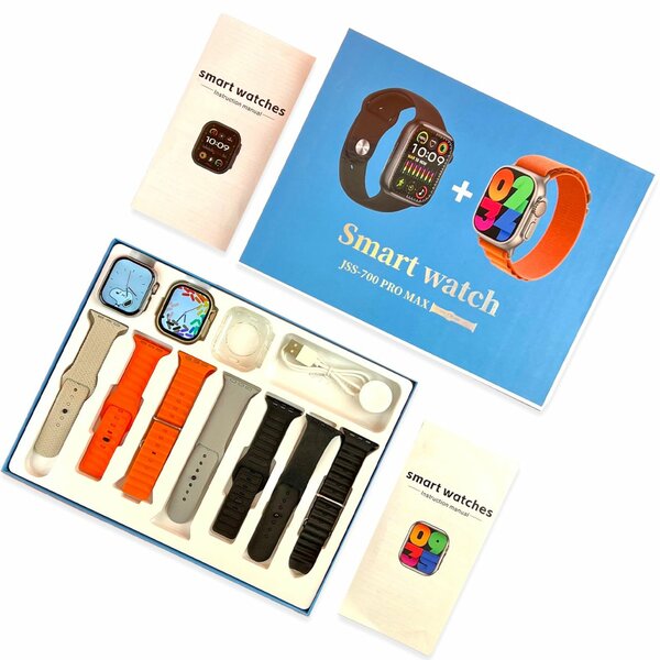 JSS-700 Pro Max Dual Smart Watch With 7 Straps + 1 Silicone