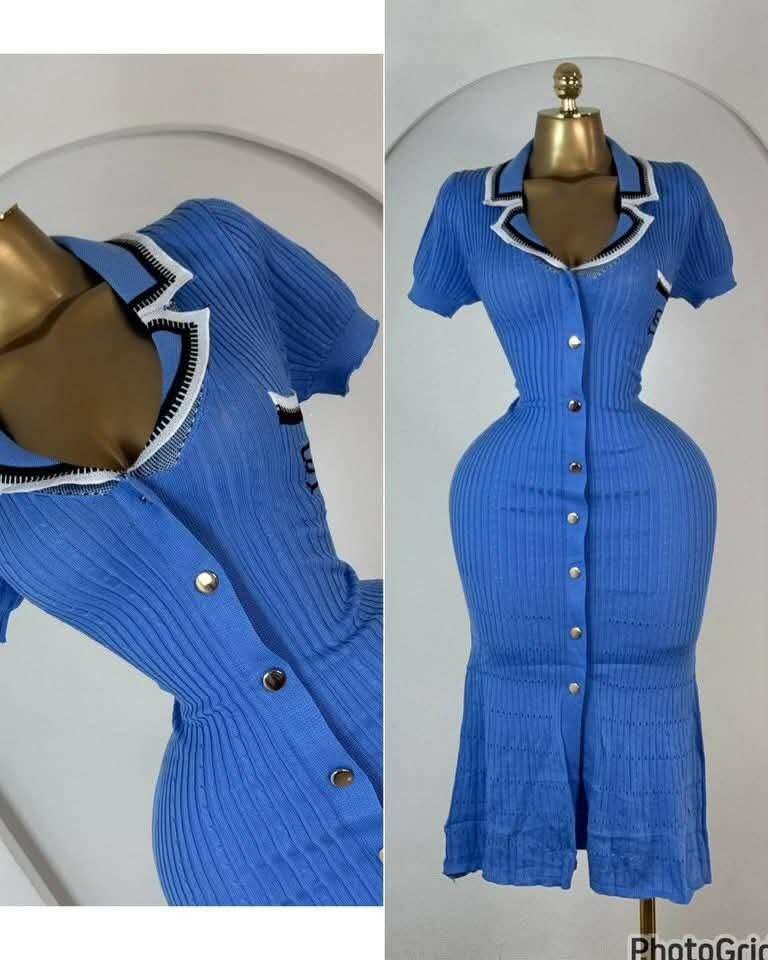 Robe élégante en maille bleue