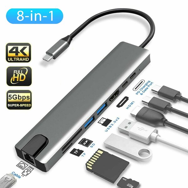 Type c to hdmi/Ethernet adapter (8in1)