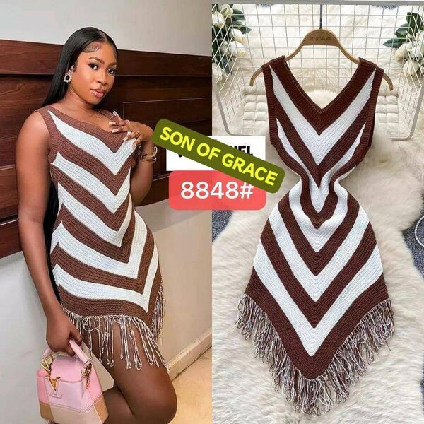 Robe d'été rayée en crochet