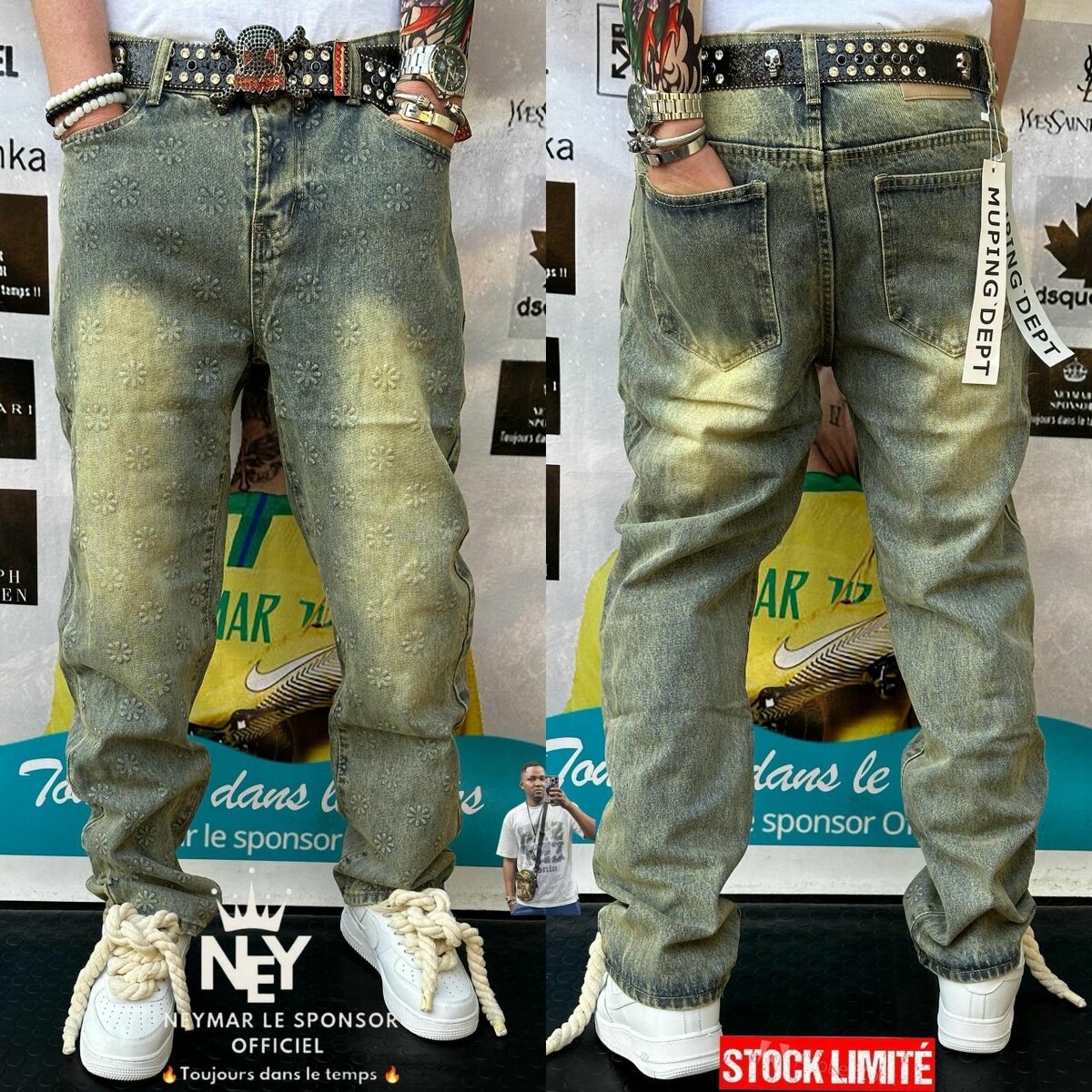 Jeans motif fleur tendance