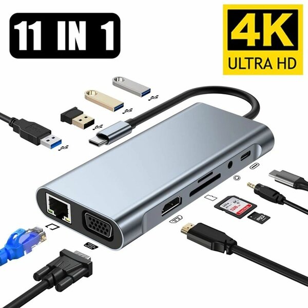Hub USB-C 11-en-1 4K HD