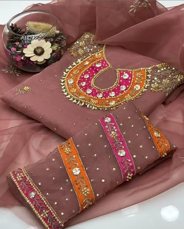 Beautiful organza unstitched dress