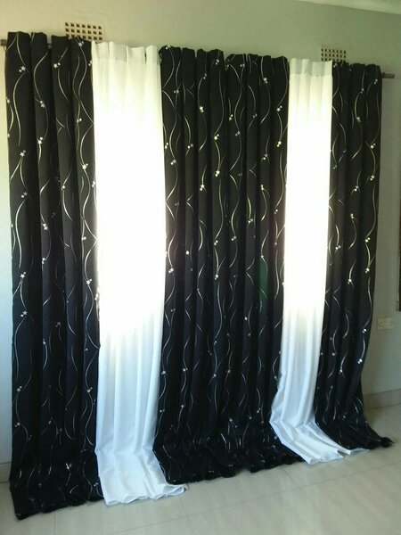 2 drops of curtains black and white