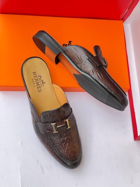HERMES HALF SHOE COFFEE