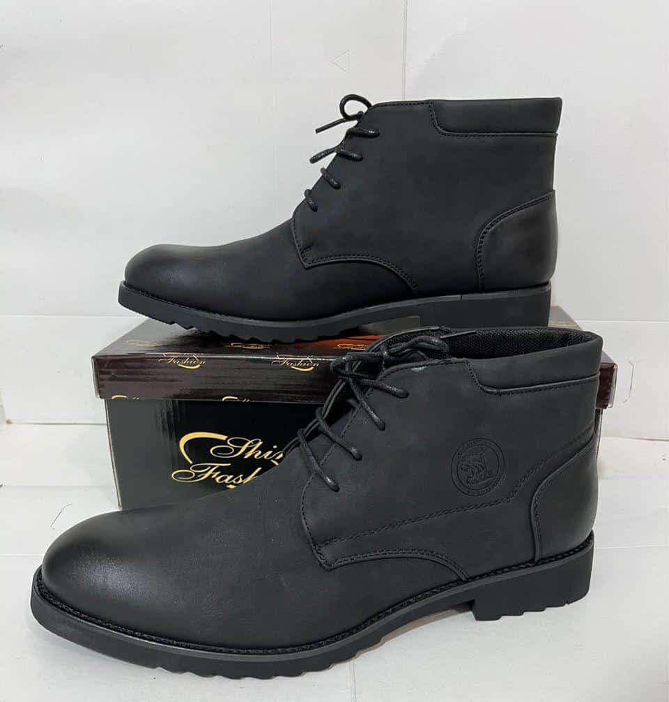 Men's leather boots,black Sizes: 40-45