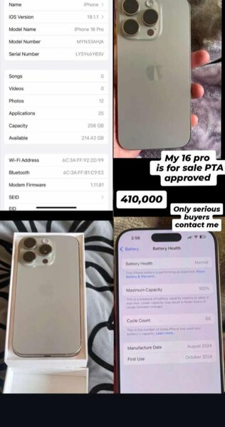 I phone 16 pro PTA proved