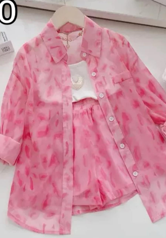 2-piece set, blouse + shorts, pink, sizes 2,3,4 years 
