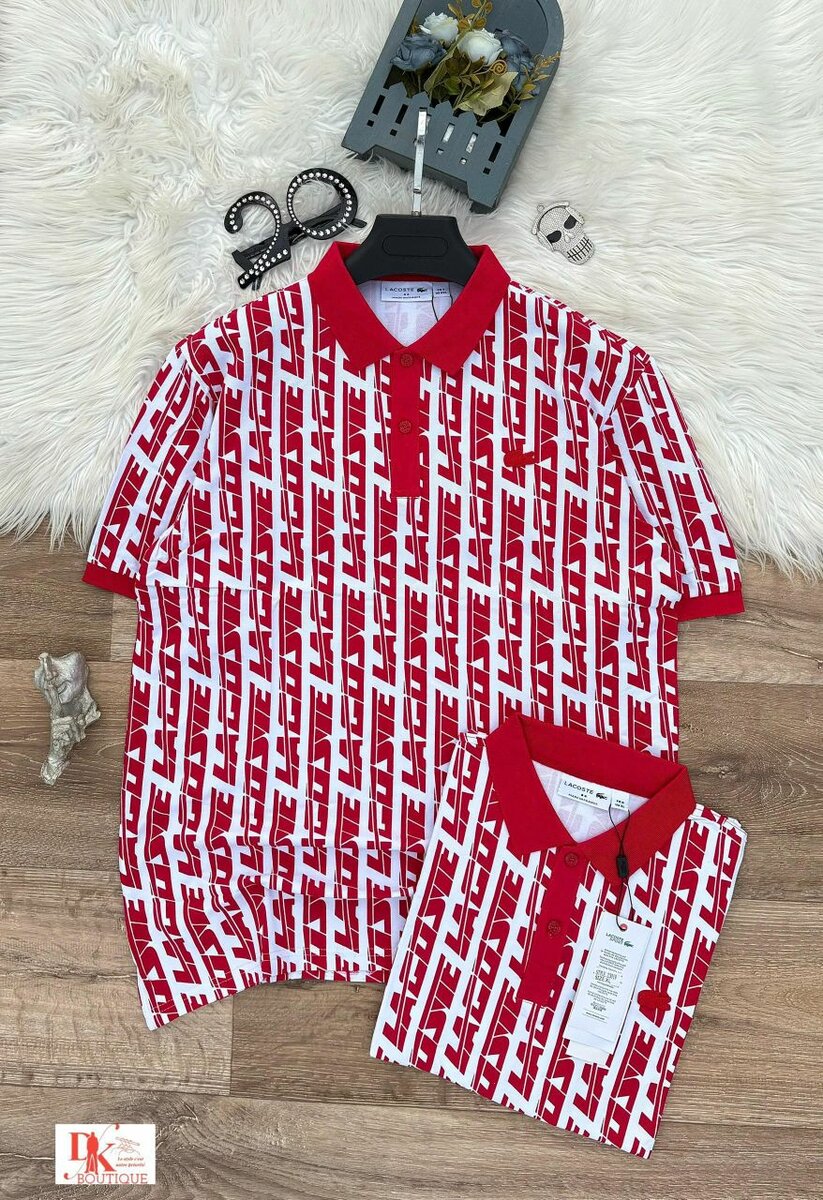 Polo à motif rouge et blanc