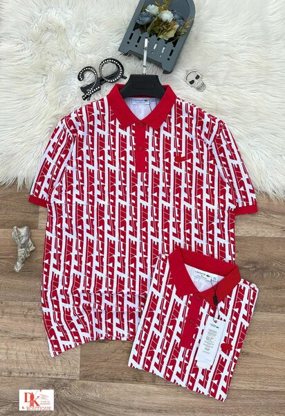 Polo à motif rouge et blanc