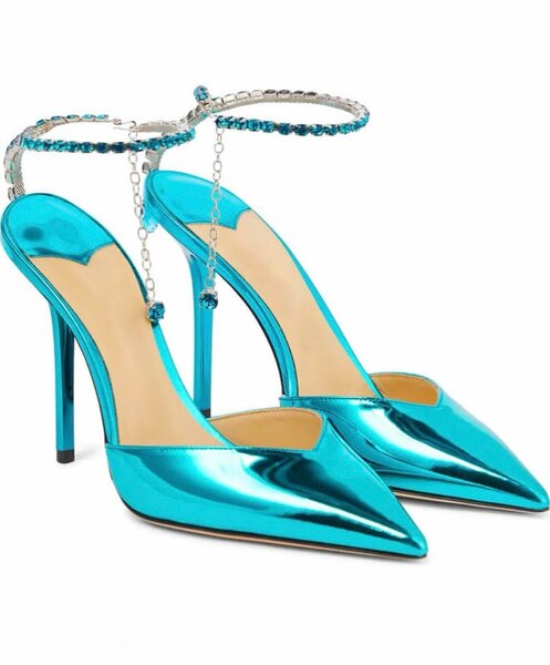 Rhinestone ankle strap heels