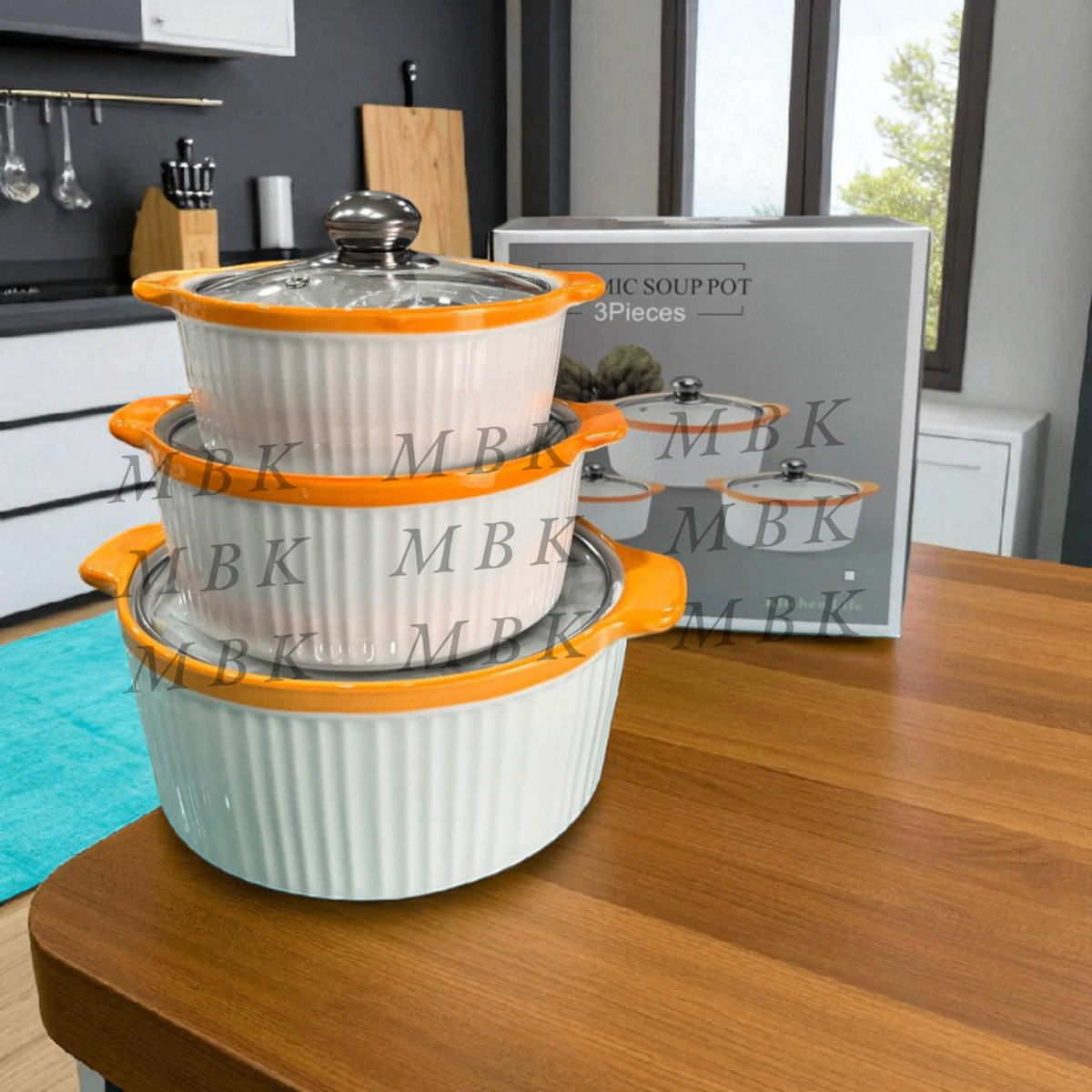 Ensemble de Marmites en Céramique 3 Pièces