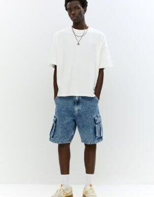 Shorts cargo en denim pour hommes