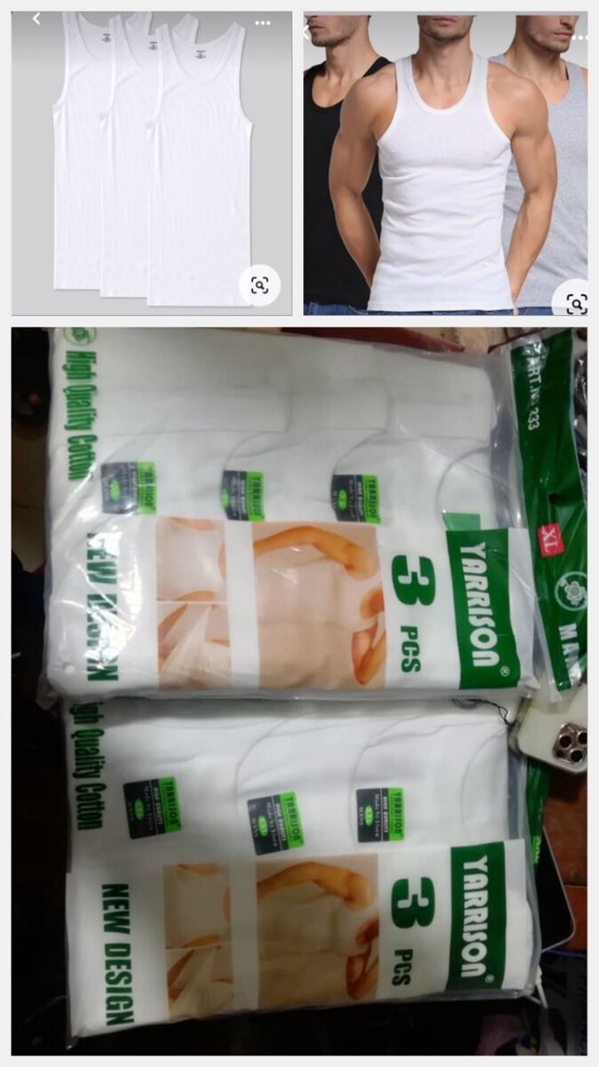 Débardeurs Homme Coton 3pcs