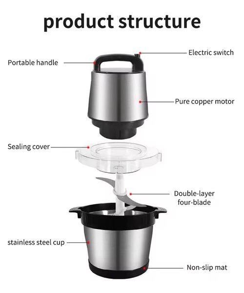 Hachoir électrique 6L inox