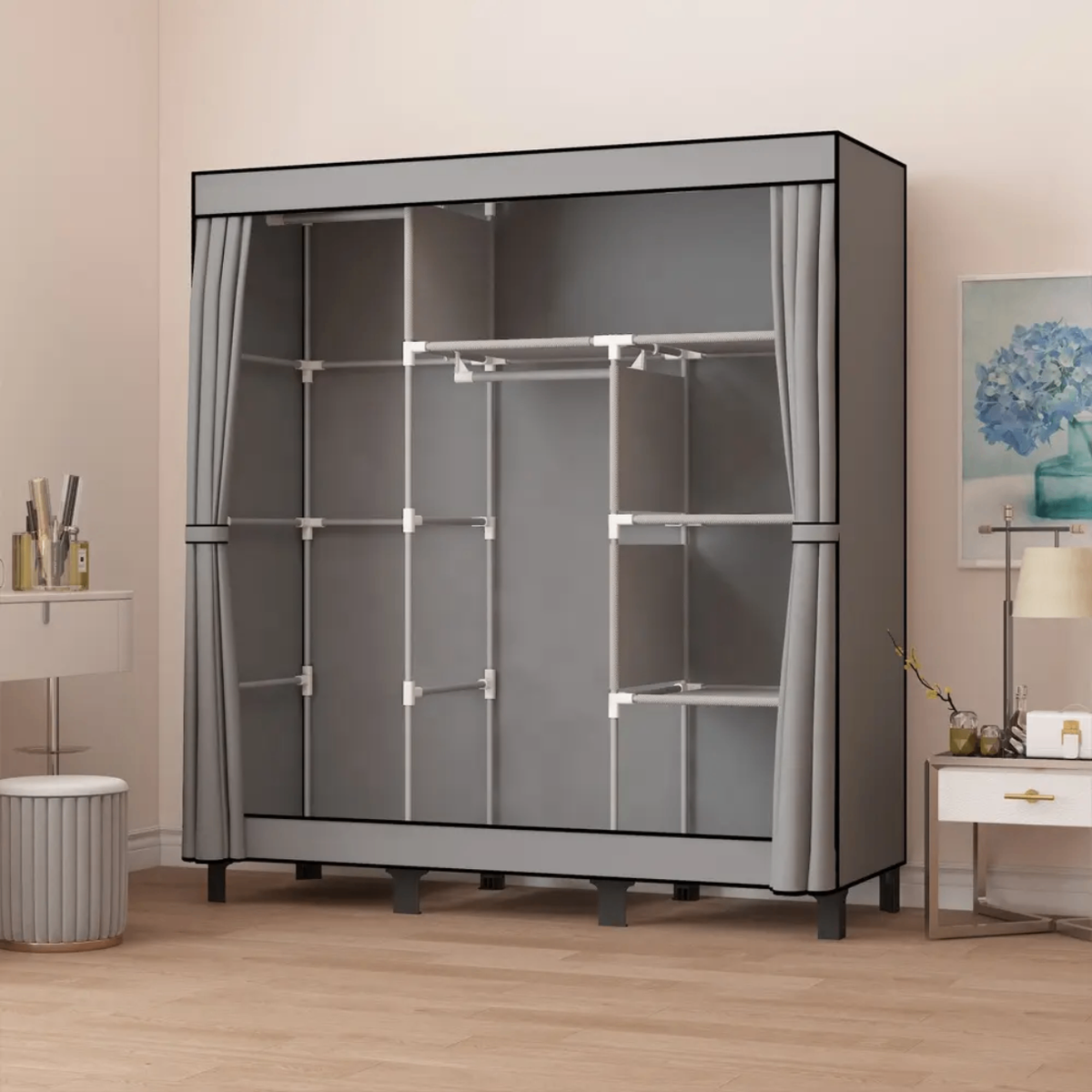 Armoire Penderie Modulable avec Rideaux