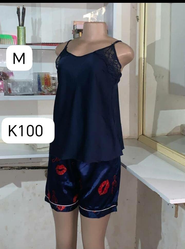 Chic Navy Blue Satin Pajama Set