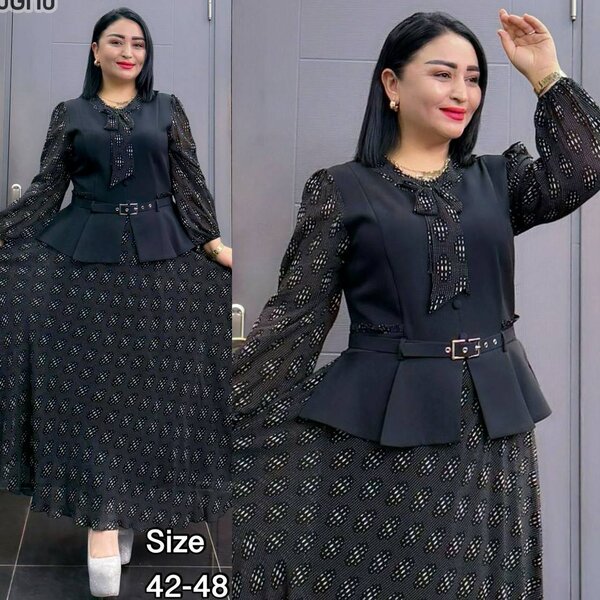 Платье обманка жилет креп и шифон