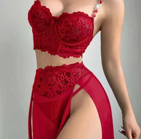 Ensemble Lingerie Dentelle Rouge