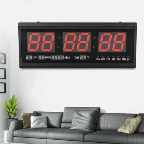 Horloge murale numérique led rouge, montre senior