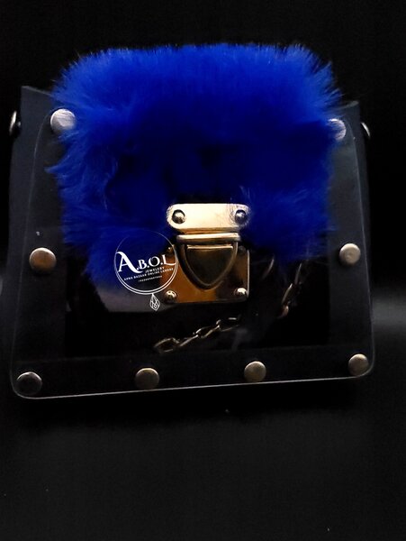 BLUE CLEAR ACRYLIC KIDS BAG WITH SHOULDER CHAIN