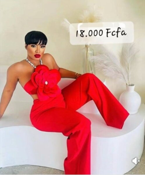 Ensemble Top Pantalon Rouge Élégant