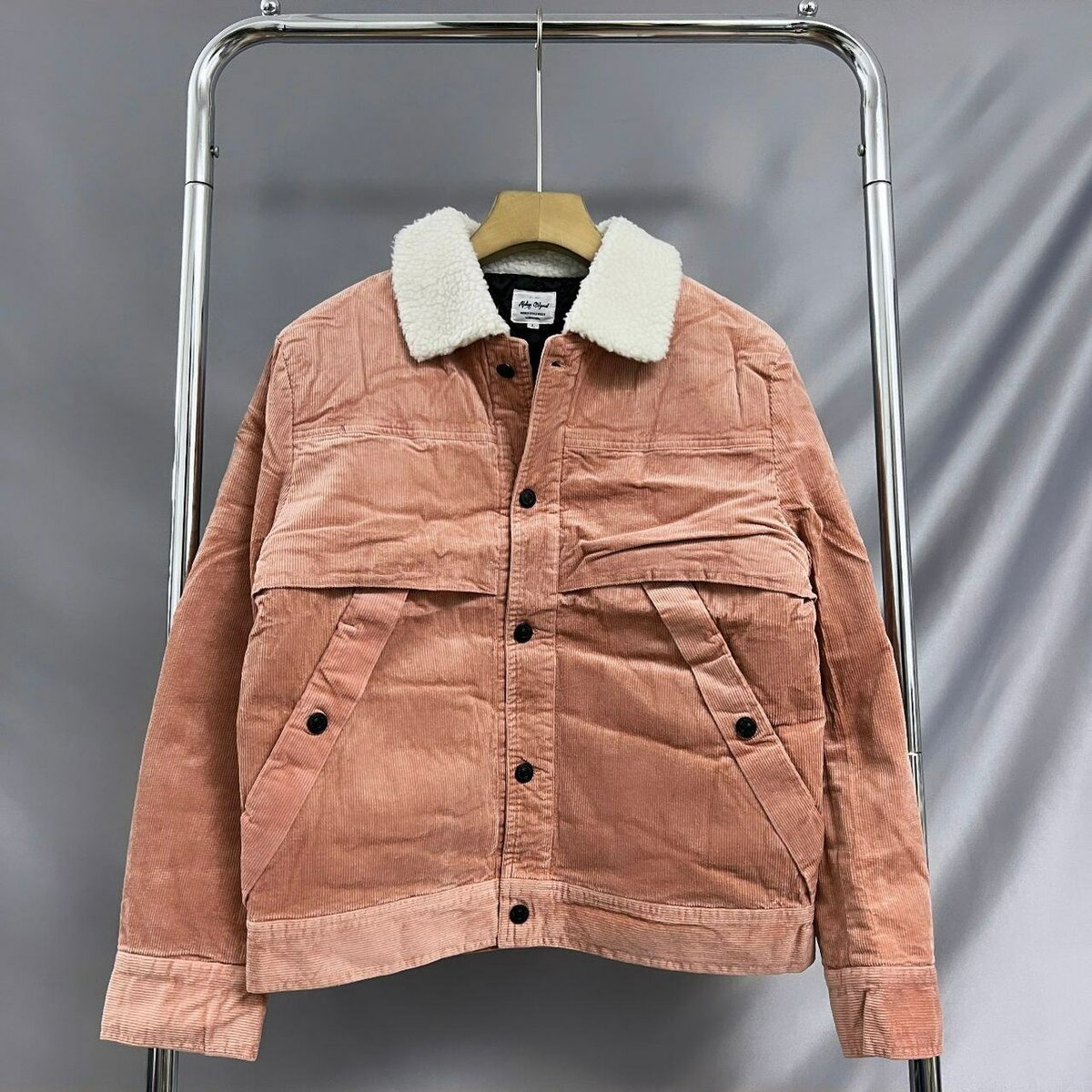 Corduroy jacket with borg collar