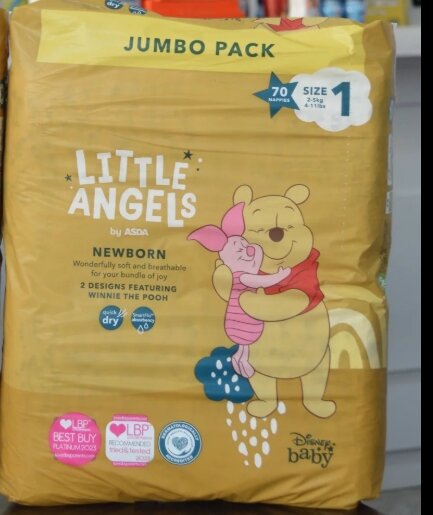 Little angels newborn size 1 🔥⚡LITtle ANGELS by ASDA NEWBORN Wonderfully soft and breathable for your bundle of joy 2 DESIGNS FEATURING WINNIE THE POOH