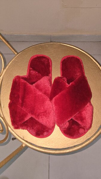 Cozy Red Plush Slippers
