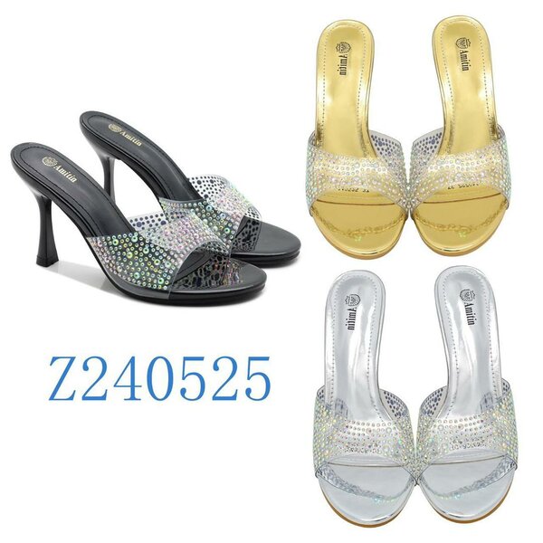 Sandales à talons brillantes