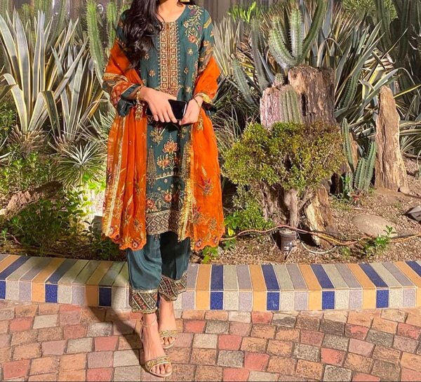 3 piece embroidered suit