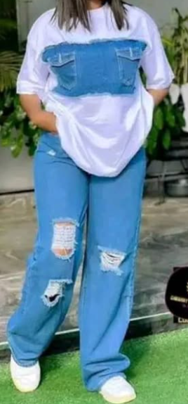 Women's 2-piece set, T-shirt and jeans