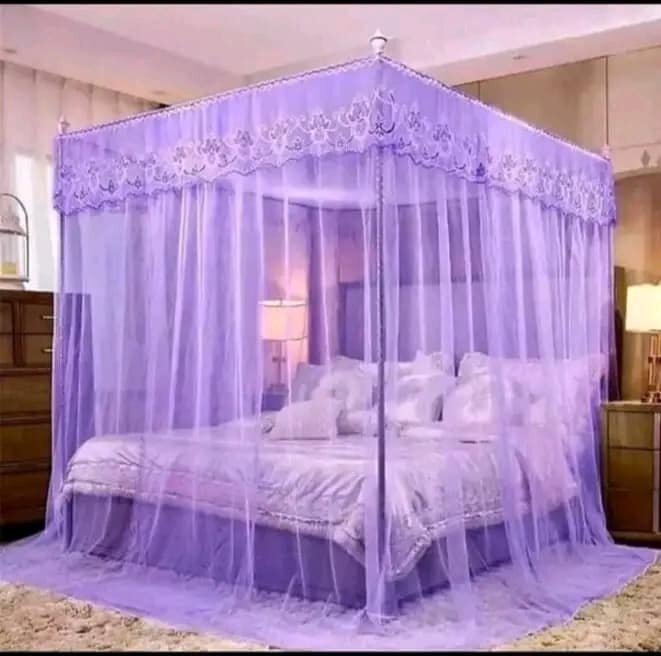 Beautiful translucent rectangular bed canopy purple