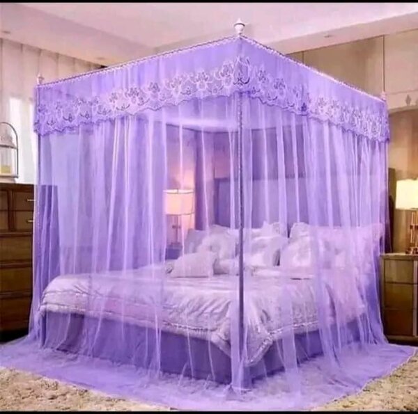 Beautiful translucent rectangular bed canopy purple