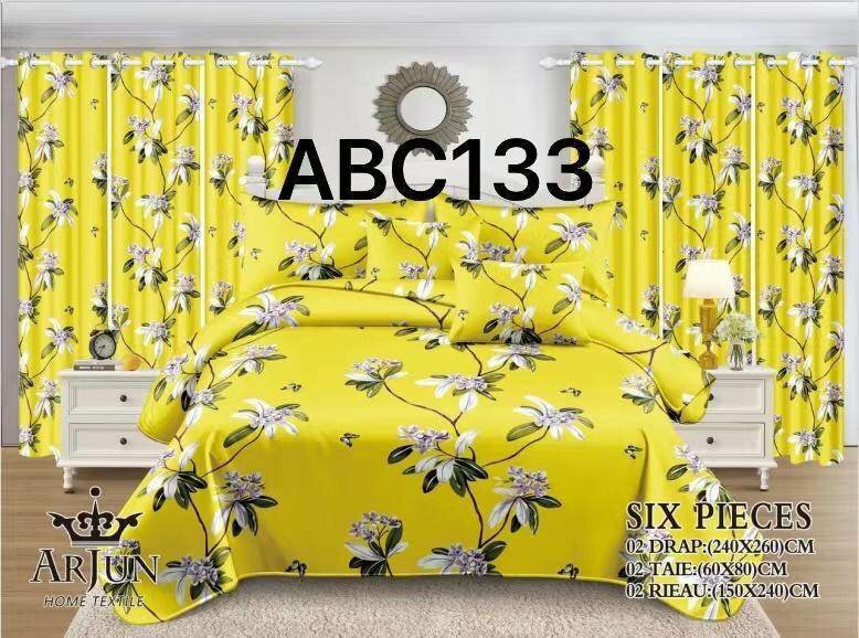 Ensemble drap de 3 places + 2 rideaux + 2 taies d'oreillers